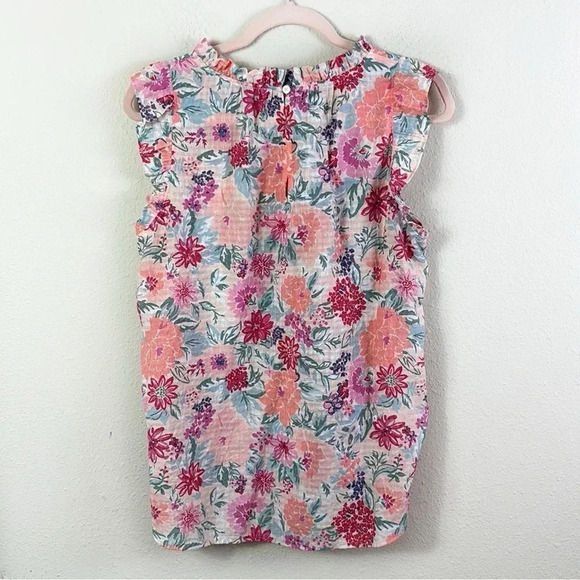 LOFT Floral Mock Neck Flutter Sleeve Top size L - Picture 3 of 9